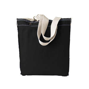 Authentic Pigment Direct-Dyed Raw-Edge Tote - Dark/All Black