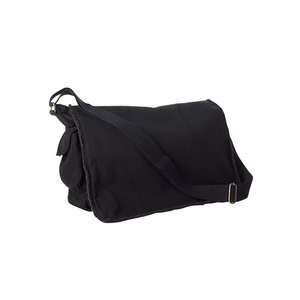 Authentic Pigment Pigment-Dyed Raw-Edge Messenger Bag - Dark/All Black