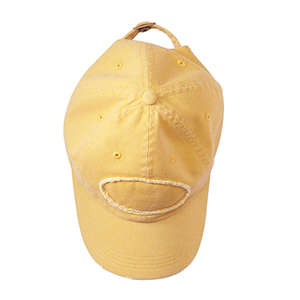 Authentic Pigment 6-Panel Pigment-Dyed Raw-Edge Patch Baseball Cap - Dark/All Yellow, Mustard