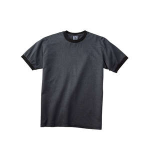 Authentic Pigment 6 oz. Direct-Dyed Heather Ringer T-Shirt - Dark/All Black