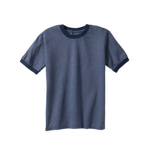 Authentic Pigment 6 oz. Direct-Dyed Heather Ringer T-Shirt - Dark/All Blue, Navy