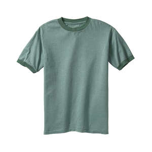 Authentic Pigment 6 oz. Direct-Dyed Heather Ringer T-Shirt - Dark/All Green, Mallard