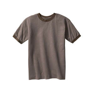 Authentic Pigment 6 oz. Direct-Dyed Heather Ringer T-Shirt - Dark/All Java