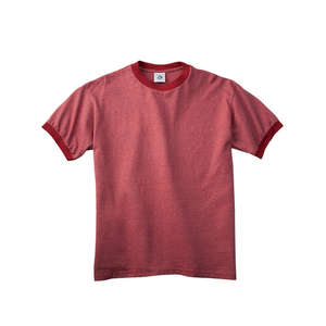 Authentic Pigment 6 oz. Direct-Dyed Heather Ringer T-Shirt - Dark/All Chili