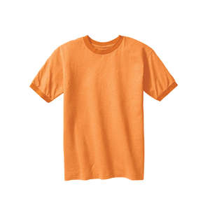 Authentic Pigment 6 oz. Direct-Dyed Heather Ringer T-Shirt - Dark/All Orange, Pumpkin