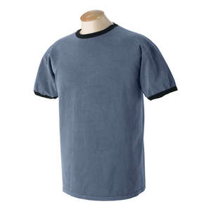 Authentic Pigment 5.6 oz. Pigment-Dyed Ringer T-Shirt - Dark/All Blue, Denim/Black