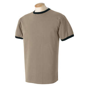Authentic Pigment 5.6 oz. Pigment-Dyed Ringer T-Shirt - Dark/All Mocha/Black