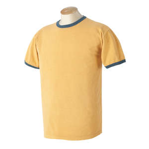 Authentic Pigment 5.6 oz. Pigment-Dyed Ringer T-Shirt - Dark/All Yellow, Mustard/Blue