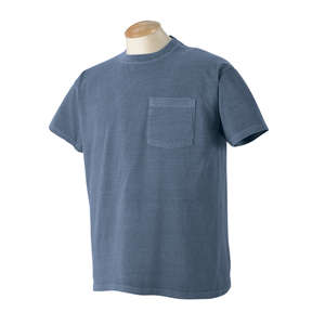 Authentic Pigment 5.6 oz. Pigment-Dyed and Direct-Dyed Ringspun Pocket T-Shirt - Dark/All Blue, Denim