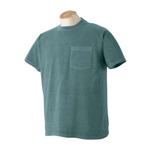 Authentic Pigment 5.6 oz. Pigment-Dyed and Direct-Dyed Ringspun Pocket T-Shirt - Dark/All Blue, Granite