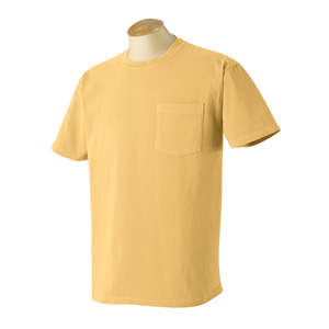 Authentic Pigment 5.6 oz. Pigment-Dyed and Direct-Dyed Ringspun Pocket T-Shirt - Dark/All Yellow, Mustard