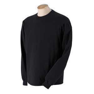 Authentic Pigment 5.6 oz. Pigment-Dyed and Direct-Dyed Ringspun Long-Sleeve T-Shirt - Dark/All Black, Deep
