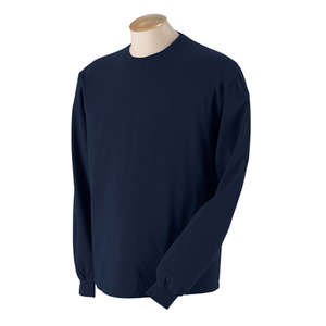 Authentic Pigment 5.6 oz. Pigment-Dyed and Direct-Dyed Ringspun Long-Sleeve T-Shirt - Dark/All Blue, Deep Navy