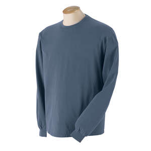 Authentic Pigment 5.6 oz. Pigment-Dyed and Direct-Dyed Ringspun Long-Sleeve T-Shirt - Dark/All Blue, Indigo