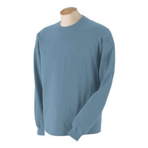 Authentic Pigment 5.6 oz. Pigment-Dyed and Direct-Dyed Ringspun Long-Sleeve T-Shirt - Dark/All Blue, Bay