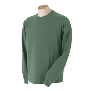 Authentic Pigment 5.6 oz. Pigment-Dyed and Direct-Dyed Ringspun Long-Sleeve T-Shirt - Dark/All Green, Willow