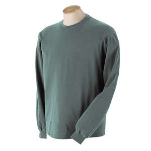 Authentic Pigment 5.6 oz. Pigment-Dyed and Direct-Dyed Ringspun Long-Sleeve T-Shirt - Dark/All Green, Mallard