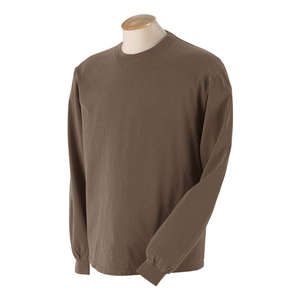 Authentic Pigment 5.6 oz. Pigment-Dyed and Direct-Dyed Ringspun Long-Sleeve T-Shirt - Dark/All Java