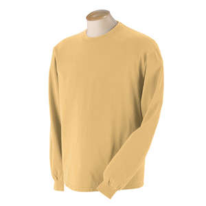 Authentic Pigment 5.6 oz. Pigment-Dyed and Direct-Dyed Ringspun Long-Sleeve T-Shirt - Dark/All Yellow, Mustard