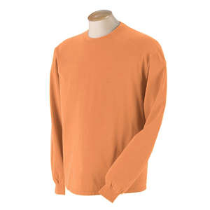 Authentic Pigment 5.6 oz. Pigment-Dyed and Direct-Dyed Ringspun Long-Sleeve T-Shirt - Dark/All Orange, Pumpkin