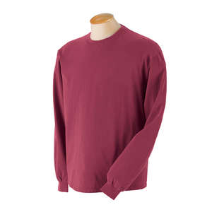 Authentic Pigment 5.6 oz. Pigment-Dyed and Direct-Dyed Ringspun Long-Sleeve T-Shirt - Dark/All Chili