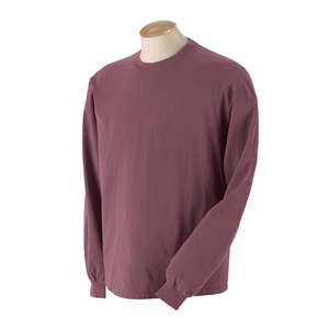 Authentic Pigment 5.6 oz. Pigment-Dyed and Direct-Dyed Ringspun Long-Sleeve T-Shirt - Dark/All Red, Brick