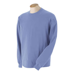 Authentic Pigment 5.6 oz. Pigment-Dyed and Direct-Dyed Ringspun Long-Sleeve T-Shirt - Dark/All Blue, Periwinkle
