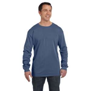 Custom Promotional Authentic Pigment 5.6 oz. Pigment-Dyed and Direct-Dyed Ringspun Long-Sleeve T-Shirt - Dark/All