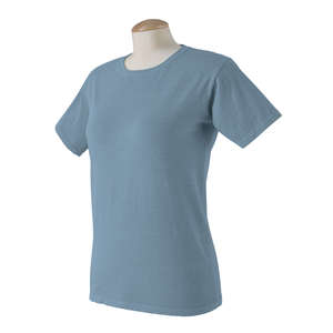 Authentic Pigment Women's 5.6 oz. Pigment-Dyed and Direct-Dyed Ringspun T-Shirt - Dark/All Blue, Bay
