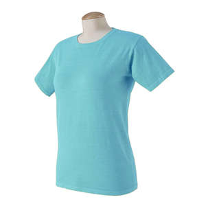 Authentic Pigment Women's 5.6 oz. Pigment-Dyed and Direct-Dyed Ringspun T-Shirt - Dark/All Blue, Tropical