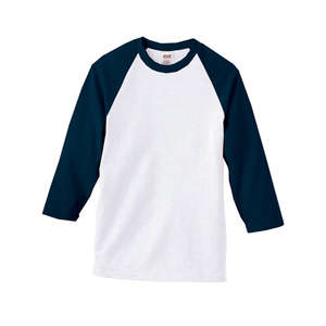 Anvil Youth 3/4-Sleeve Raglan Baseball Jersey - White/Neutral White/Blue, Navy
