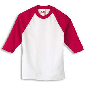 Anvil Youth 3/4-Sleeve Raglan Baseball Jersey - White/Neutral White/Red