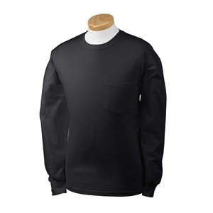 Gildan 6.1 oz. Ultra Cotton Long-Sleeve Pocket T-Shirt - Dark/Colors Black