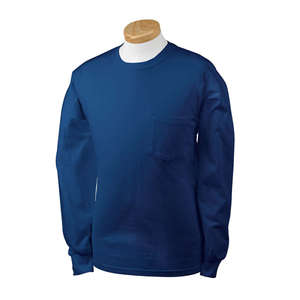 Gildan 6.1 oz. Ultra Cotton Long-Sleeve Pocket T-Shirt - Dark/Colors Blue, Navy