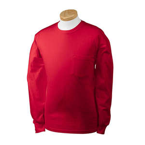 Gildan 6.1 oz. Ultra Cotton Long-Sleeve Pocket T-Shirt - Dark/Colors Red