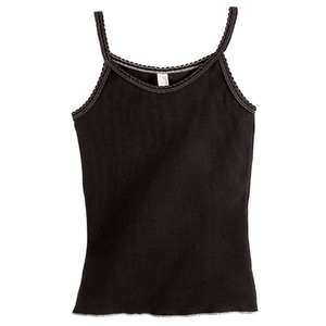 Anvil Women's 2x1 Rib Tank with Contrast Stitching - Dark/All Black/White