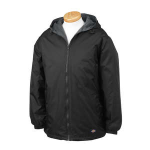 Dickies Fleece-Lined Hooded Nylon Jacket - Dark/All Black