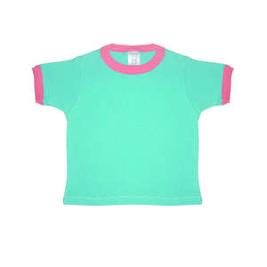 Rabbit Skins Toddler Ringer T-Shirt - Dark/Colors Blue, Aqua/Raspberry