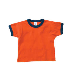 Rabbit Skins Toddler Ringer T-Shirt - Dark/Colors Orange/Blue, Navy