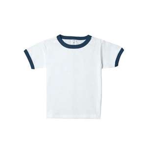 Rabbit Skins Toddler Ringer T-Shirt - White/Neutral White/Blue, Navy