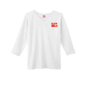 Custom Promotional LA T Sportswear Women's Combed Ringspun V-Neck 3/4-Sleeve T-Shirt - White/Neutral