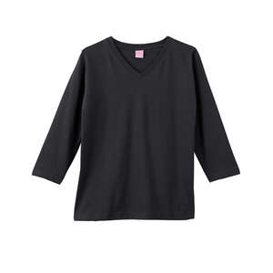 LA T Sportswear Women's Combed Ringspun V-Neck 3/4-Sleeve T-Shirt - Dark/Colors Black