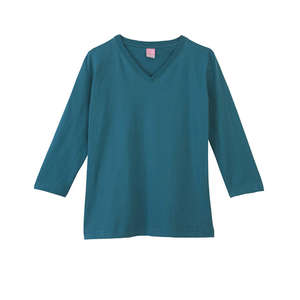 LA T Sportswear Women's Combed Ringspun V-Neck 3/4-Sleeve T-Shirt - Dark/Colors Teal