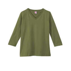 LA T Sportswear Women's Combed Ringspun V-Neck 3/4-Sleeve T-Shirt - Dark/Colors Olive