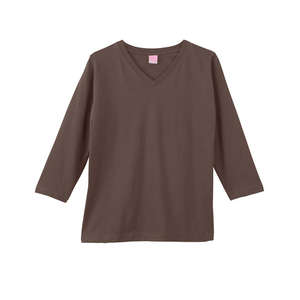 LA T Sportswear Women's Combed Ringspun V-Neck 3/4-Sleeve T-Shirt - Dark/Colors Brown