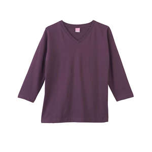 LA T Sportswear Women's Combed Ringspun V-Neck 3/4-Sleeve T-Shirt - Dark/Colors Eggplant