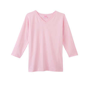 LA T Sportswear Women's Combed Ringspun V-Neck 3/4-Sleeve T-Shirt - Dark/Colors Pink