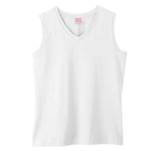 Custom Promotional LA T Sportswear Women's Combed Ringspun V-Neck Sleeveless T-Shirt - White/Neutral