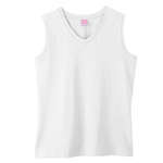 Business Apparel - LA T Sportswear Women's Combed Ringspun V-Neck Sleeveless T-Shirt - White/Neutral