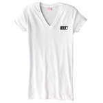 Customized Ladies T-Shirts - LA T Sportswear Women's Fine Jersey V-Neck Longer Length T-Shirt - White/Neutral